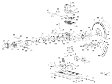 Page A Diagram and Parts List for GR870 Type 1 Black and Decker Chop Saw